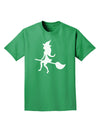 Cute Witch on Broom Silhouette Halloween Adult Dark T-Shirt-Mens T-Shirt-TooLoud-Kelly-Green-Small-Davson Sales