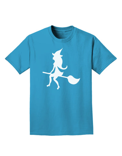 Cute Witch on Broom Silhouette Halloween Adult Dark T-Shirt-Mens T-Shirt-TooLoud-Turquoise-Small-Davson Sales