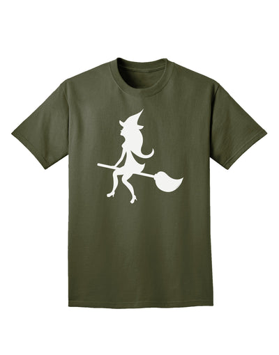 Cute Witch on Broom Silhouette Halloween Adult Dark T-Shirt-Mens T-Shirt-TooLoud-Military-Green-Small-Davson Sales