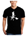 Cute Witch on Broom Silhouette Halloween Adult Dark V-Neck T-Shirt-TooLoud-Black-Small-Davson Sales