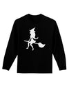 Cute Witch on Broom Silhouette Halloween Adult Long Sleeve Dark T-Shirt-TooLoud-Black-Small-Davson Sales