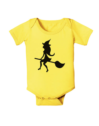 Cute Witch on Broom Silhouette Halloween Baby Romper Bodysuit-Baby Romper-TooLoud-Yellow-06-Months-Davson Sales