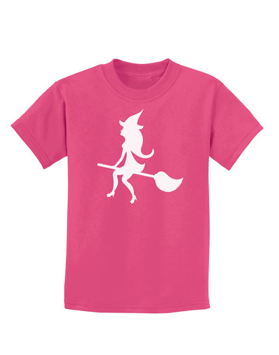 Cute Witch on Broom Silhouette Halloween Childrens Dark T-Shirt-Childrens T-Shirt-TooLoud-Sangria-X-Small-Davson Sales