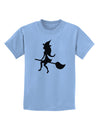 Cute Witch on Broom Silhouette Halloween Childrens T-Shirt-Childrens T-Shirt-TooLoud-Light-Blue-X-Small-Davson Sales