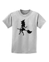 Cute Witch on Broom Silhouette Halloween Childrens T-Shirt-Childrens T-Shirt-TooLoud-AshGray-X-Small-Davson Sales