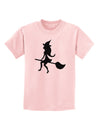 Cute Witch on Broom Silhouette Halloween Childrens T-Shirt-Childrens T-Shirt-TooLoud-PalePink-X-Small-Davson Sales