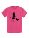 Cute Witch on Broom Silhouette Halloween Childrens T-Shirt-Childrens T-Shirt-TooLoud-Sangria-X-Small-Davson Sales