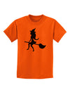 Cute Witch on Broom Silhouette Halloween Childrens T-Shirt-Childrens T-Shirt-TooLoud-Orange-X-Small-Davson Sales