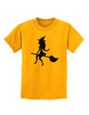 Cute Witch on Broom Silhouette Halloween Childrens T-Shirt-Childrens T-Shirt-TooLoud-Gold-X-Small-Davson Sales