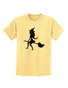 Cute Witch on Broom Silhouette Halloween Childrens T-Shirt-Childrens T-Shirt-TooLoud-Daffodil-Yellow-X-Small-Davson Sales