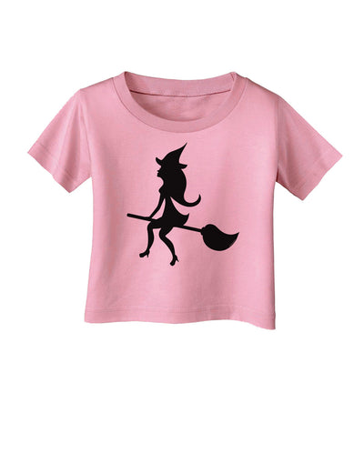 Cute Witch on Broom Silhouette Halloween Infant T-Shirt-Infant T-Shirt-TooLoud-Candy-Pink-06-Months-Davson Sales