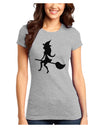 Cute Witch on Broom Silhouette Halloween Juniors T-Shirt-Womens Juniors T-Shirt-TooLoud-Ash-Gray-Juniors Fitted XS-Davson Sales