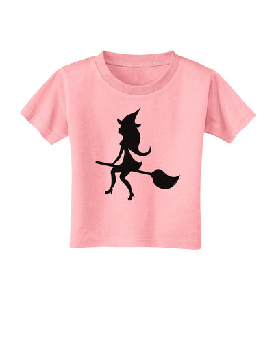 Cute Witch on Broom Silhouette Halloween Toddler T-Shirt-Toddler T-Shirt-TooLoud-Candy-Pink-2T-Davson Sales