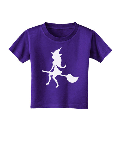 Cute Witch on Broom Silhouette Halloween Toddler T-Shirt Dark-Toddler T-Shirt-TooLoud-Purple-2T-Davson Sales