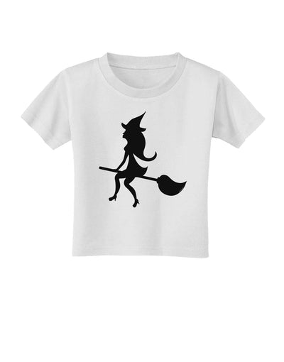 Cute Witch on Broom Silhouette Halloween Toddler T-Shirt-Toddler T-Shirt-TooLoud-White-2T-Davson Sales