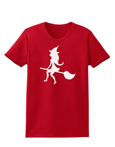 Cute Witch on Broom Silhouette Halloween Womens Dark T-Shirt-TooLoud-Red-X-Small-Davson Sales