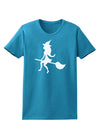 Cute Witch on Broom Silhouette Halloween Womens Dark T-Shirt-TooLoud-Turquoise-X-Small-Davson Sales