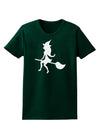 Cute Witch on Broom Silhouette Halloween Womens Dark T-Shirt-TooLoud-Forest-Green-Small-Davson Sales