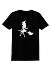 Cute Witch on Broom Silhouette Halloween Womens Dark T-Shirt-TooLoud-Black-X-Small-Davson Sales