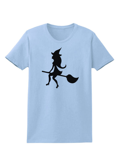 Cute Witch on Broom Silhouette Halloween Womens T-Shirt-Womens T-Shirt-TooLoud-Light-Blue-X-Small-Davson Sales