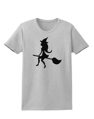 Cute Witch on Broom Silhouette Halloween Womens T-Shirt-Womens T-Shirt-TooLoud-AshGray-X-Small-Davson Sales