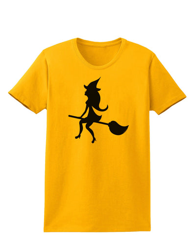 Cute Witch on Broom Silhouette Halloween Womens T-Shirt-Womens T-Shirt-TooLoud-Gold-X-Small-Davson Sales