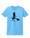 Cute Witch on Broom Silhouette Halloween Womens T-Shirt-Womens T-Shirt-TooLoud-Aquatic-Blue-X-Small-Davson Sales