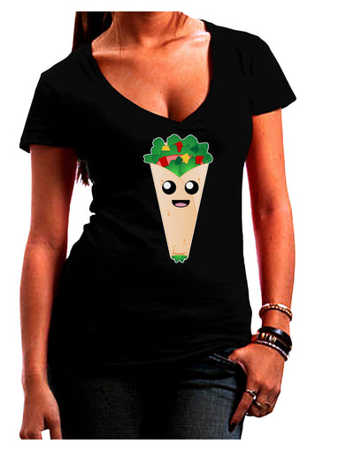 Cute Wrap Juniors V-Neck Dark T-Shirt-Womens V-Neck T-Shirts-TooLoud-Black-Juniors Fitted Small-Davson Sales