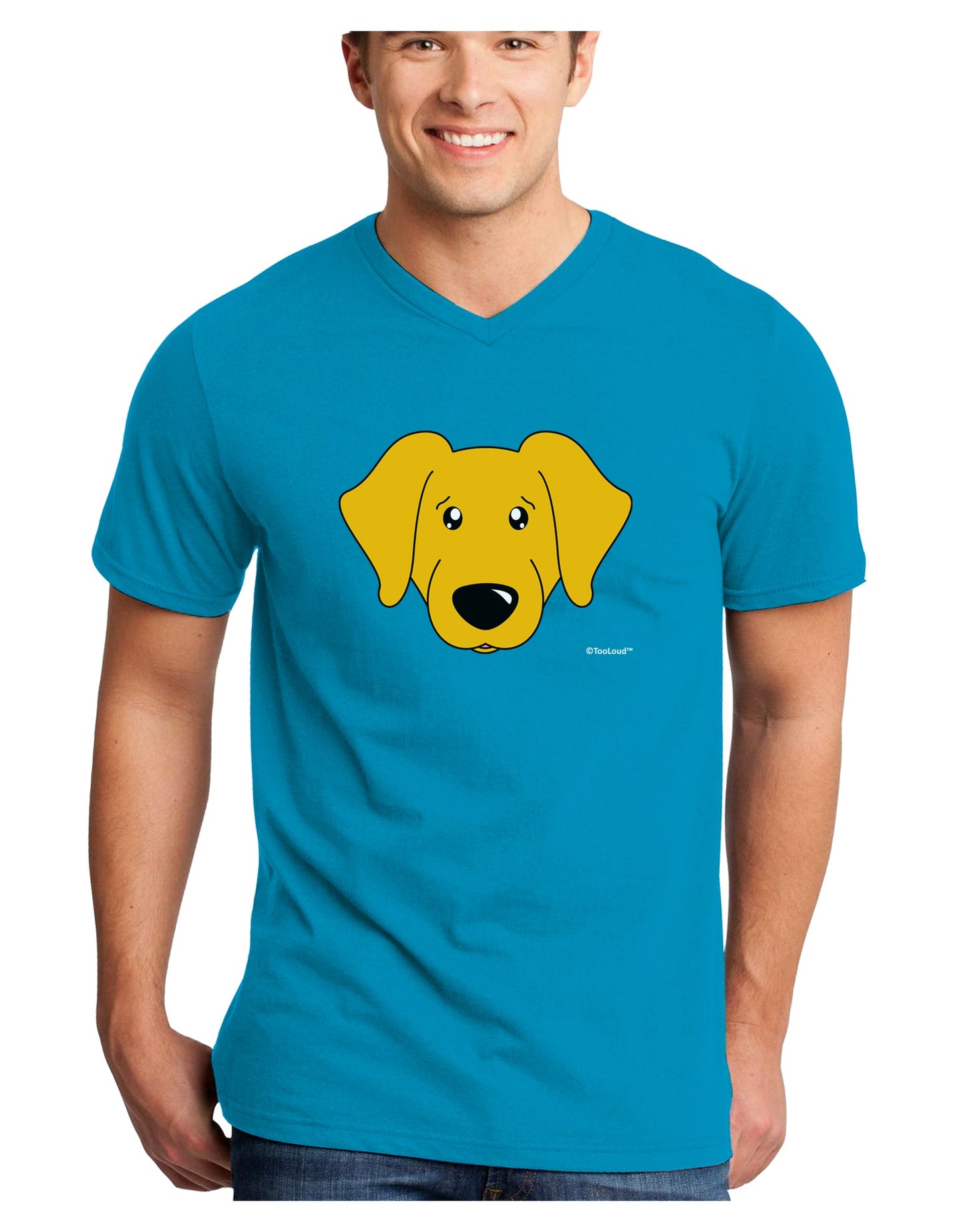 Cute Yellow Labrador Retriever Dog Adult Dark V-Neck T-Shirt by TooLoud-Mens V-Neck T-Shirt-TooLoud-Turquoise-Small-Davson Sales