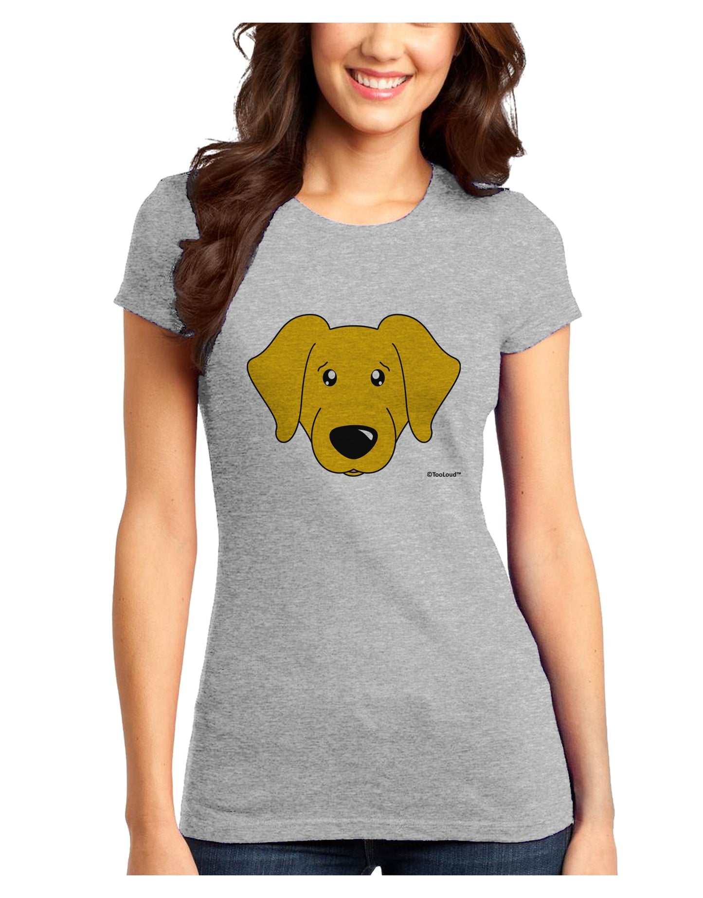 Cute Yellow Labrador Retriever Dog Juniors T-Shirt by TooLoud-Womens Juniors T-Shirt-TooLoud-Ash-Gray-Juniors Fitted X-Small-Davson Sales