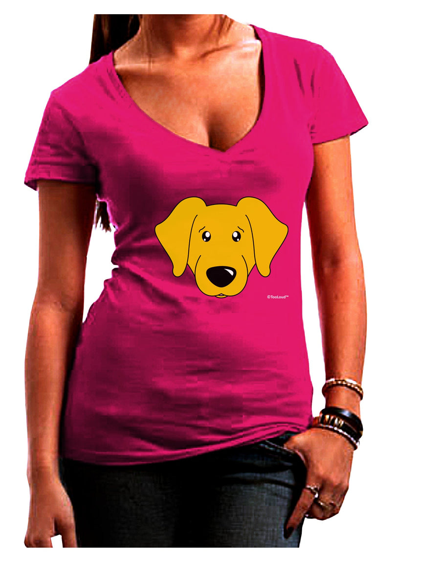 Cute Yellow Labrador Retriever Dog Juniors V-Neck Dark T-Shirt by TooLoud-Womens V-Neck T-Shirts-TooLoud-Black-Juniors Fitted Small-Davson Sales