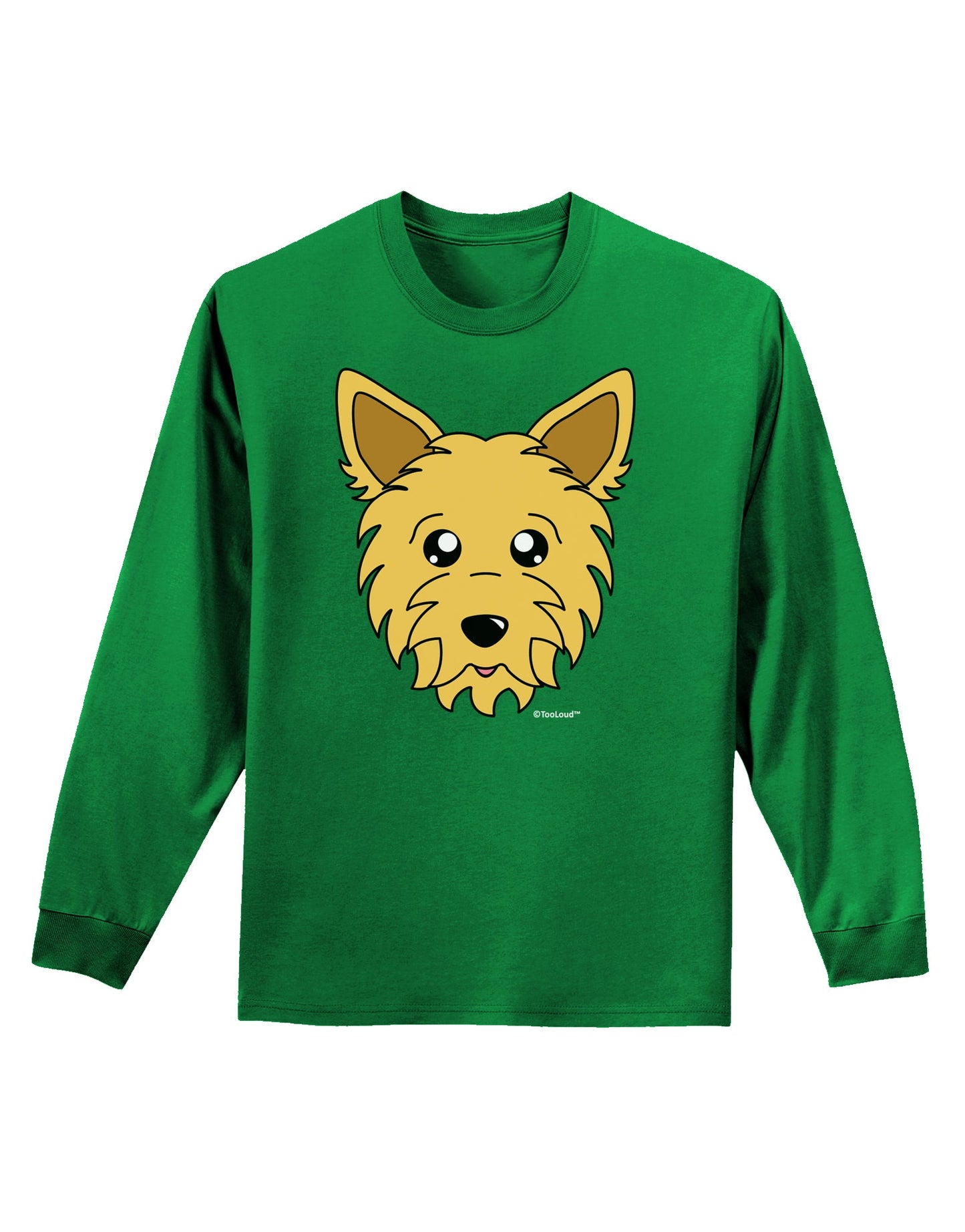 Cute Yorkshire Terrier Yorkie Dog Adult Long Sleeve Dark T-Shirt by TooLoud-TooLoud-Kelly-Green-Small-Davson Sales