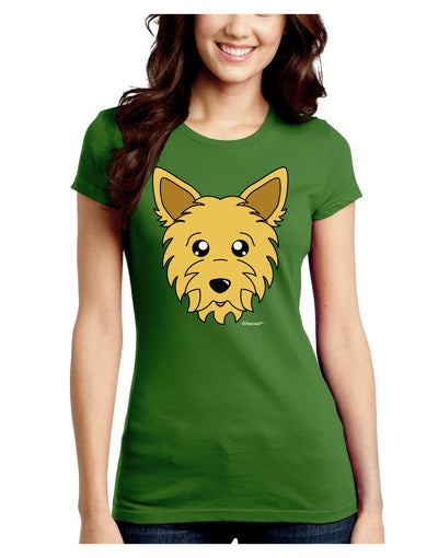 Cute Yorkshire Terrier Yorkie Dog Juniors Crew Dark T-Shirt by TooLoud-T-Shirts Juniors Tops-TooLoud-Kiwi-Green-Juniors Fitted X-Small-Davson Sales