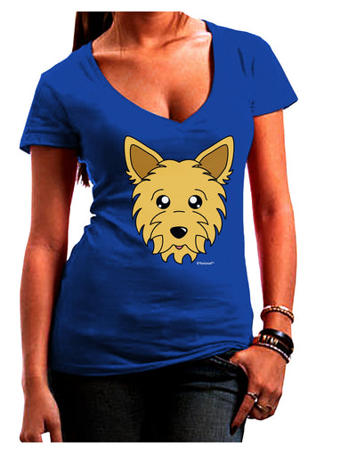 Cute Yorkshire Terrier Yorkie Dog Juniors V-Neck Dark T-Shirt by TooLoud-Womens V-Neck T-Shirts-TooLoud-Royal-Blue-Juniors Fitted Small-Davson Sales