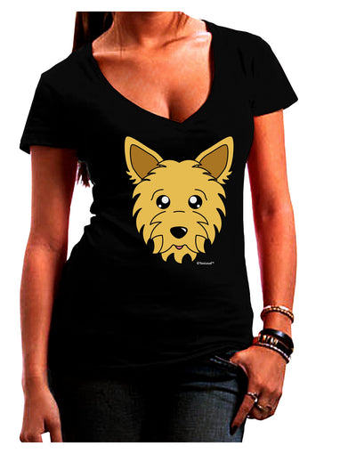 Cute Yorkshire Terrier Yorkie Dog Juniors V-Neck Dark T-Shirt by TooLoud-Womens V-Neck T-Shirts-TooLoud-Black-Juniors Fitted Small-Davson Sales