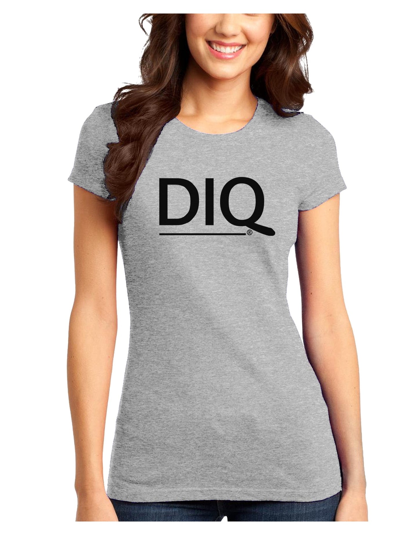 DIQ Wear Logo Juniors T-Shirt-Womens Juniors T-Shirt-DIQ Wear-Ash-Gray-Juniors Fitted X-Small-Davson Sales