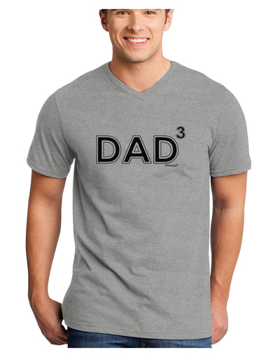 Dad Cubed - Dad of Three Adult V-Neck T-shirt-Mens V-Neck T-Shirt-TooLoud-HeatherGray-Small-Davson Sales