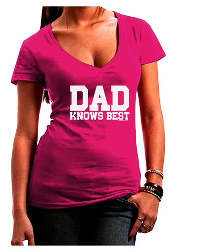 Dad Knows Best Juniors V-Neck Dark T-Shirt by TooLoud-Womens V-Neck T-Shirts-TooLoud-Hot-Pink-Juniors Fitted Small-Davson Sales