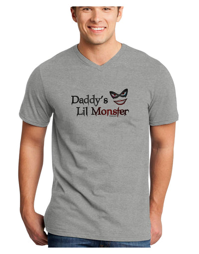 Daddys Lil Monster Adult V-Neck T-shirt-Mens V-Neck T-Shirt-TooLoud-HeatherGray-Small-Davson Sales