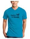 Daddys Lil Monster Adult V-Neck T-shirt-Mens V-Neck T-Shirt-TooLoud-Turquoise-Small-Davson Sales
