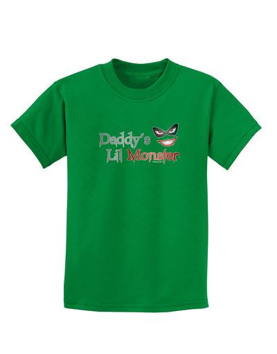 Daddys Lil Monster Childrens Dark T-Shirt-Childrens T-Shirt-TooLoud-Kelly-Green-X-Small-Davson Sales