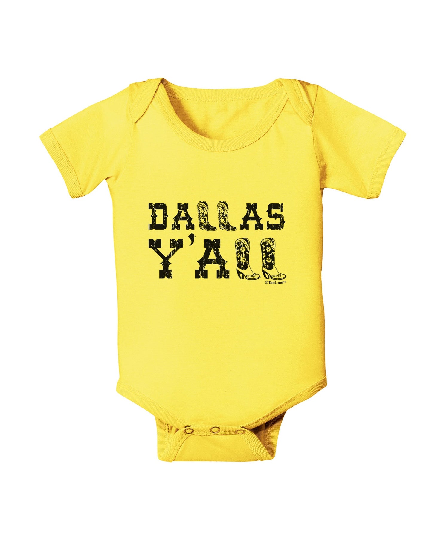 Dallas Y'all - Boots - Texas Pride Baby Romper Bodysuit-Baby Romper-TooLoud-Yellow-06-Months-Davson Sales
