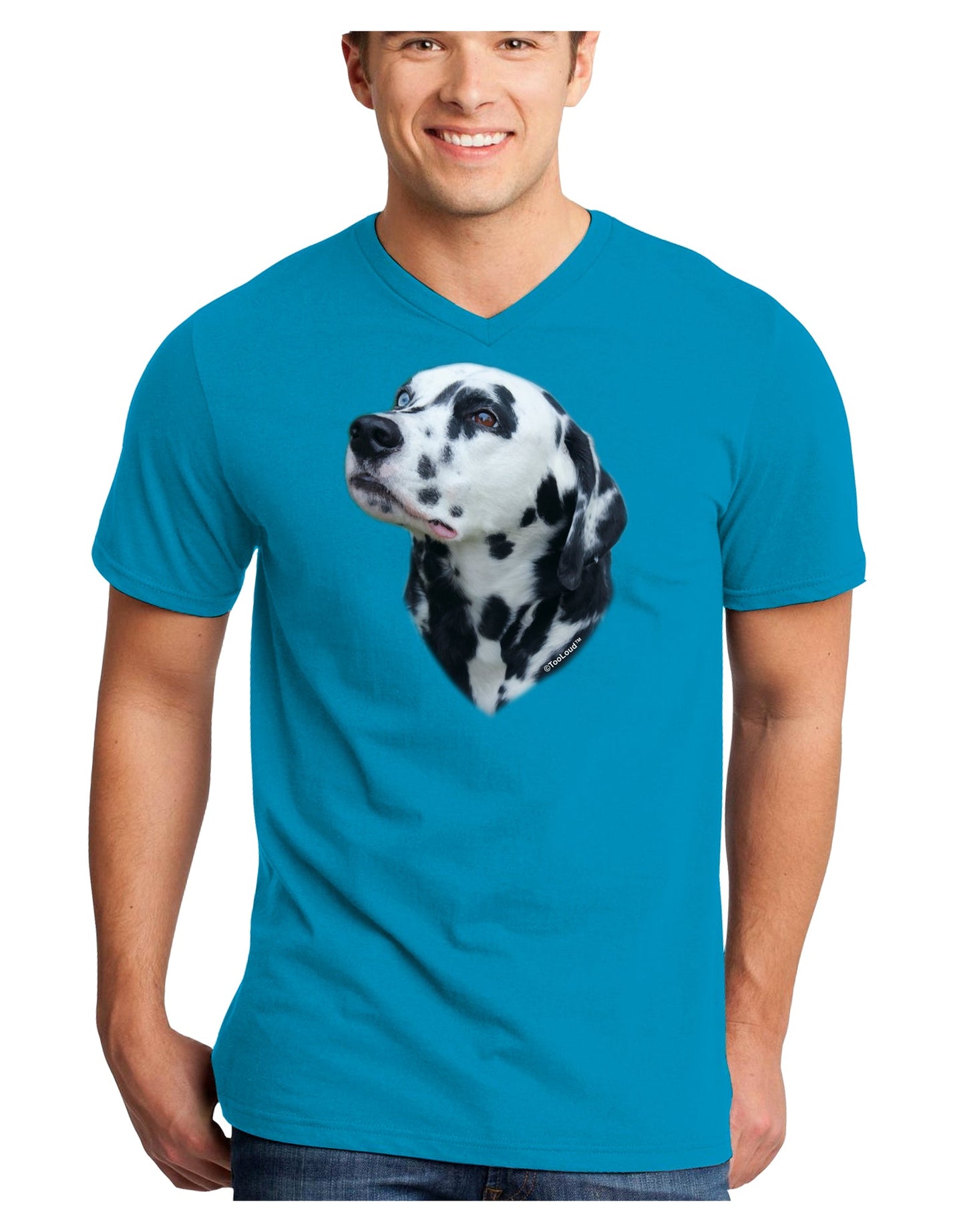Dalmatian Portrait Adult Dark V-Neck T-Shirt by TooLoud-Mens V-Neck T-Shirt-TooLoud-Turquoise-Small-Davson Sales