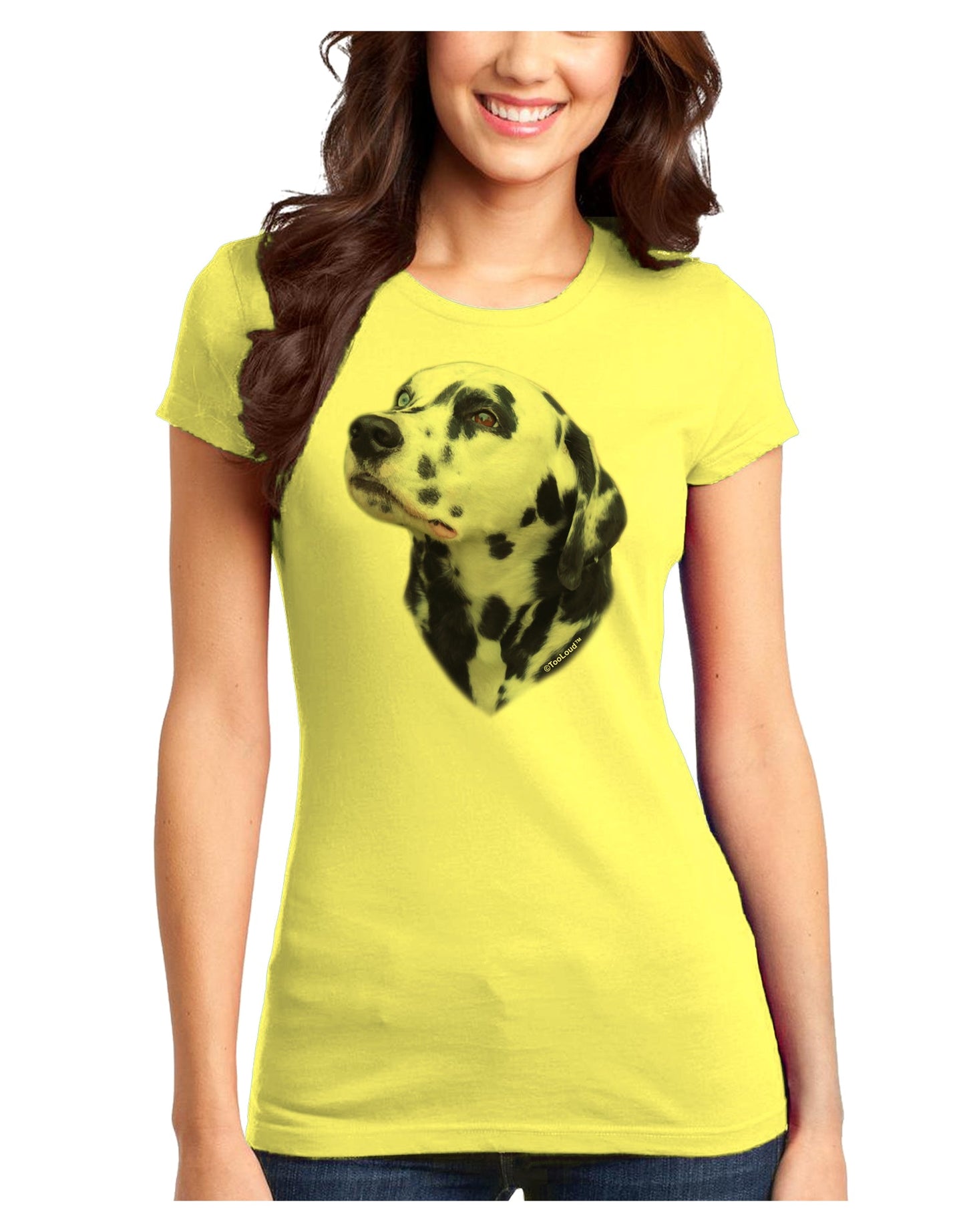 Dalmatian Portrait Juniors T-Shirt by TooLoud-Womens Juniors T-Shirt-TooLoud-Yellow-Juniors Fitted X-Small-Davson Sales