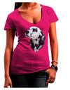 Dalmatian Portrait Juniors V-Neck Dark T-Shirt by TooLoud-Womens V-Neck T-Shirts-TooLoud-Hot-Pink-Juniors Fitted Small-Davson Sales