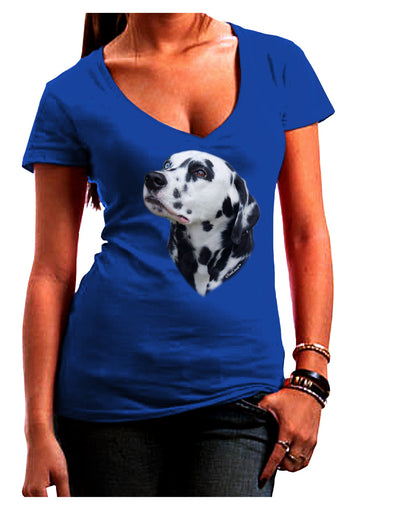 Dalmatian Portrait Juniors V-Neck Dark T-Shirt by TooLoud-Womens V-Neck T-Shirts-TooLoud-Royal-Blue-Juniors Fitted Small-Davson Sales