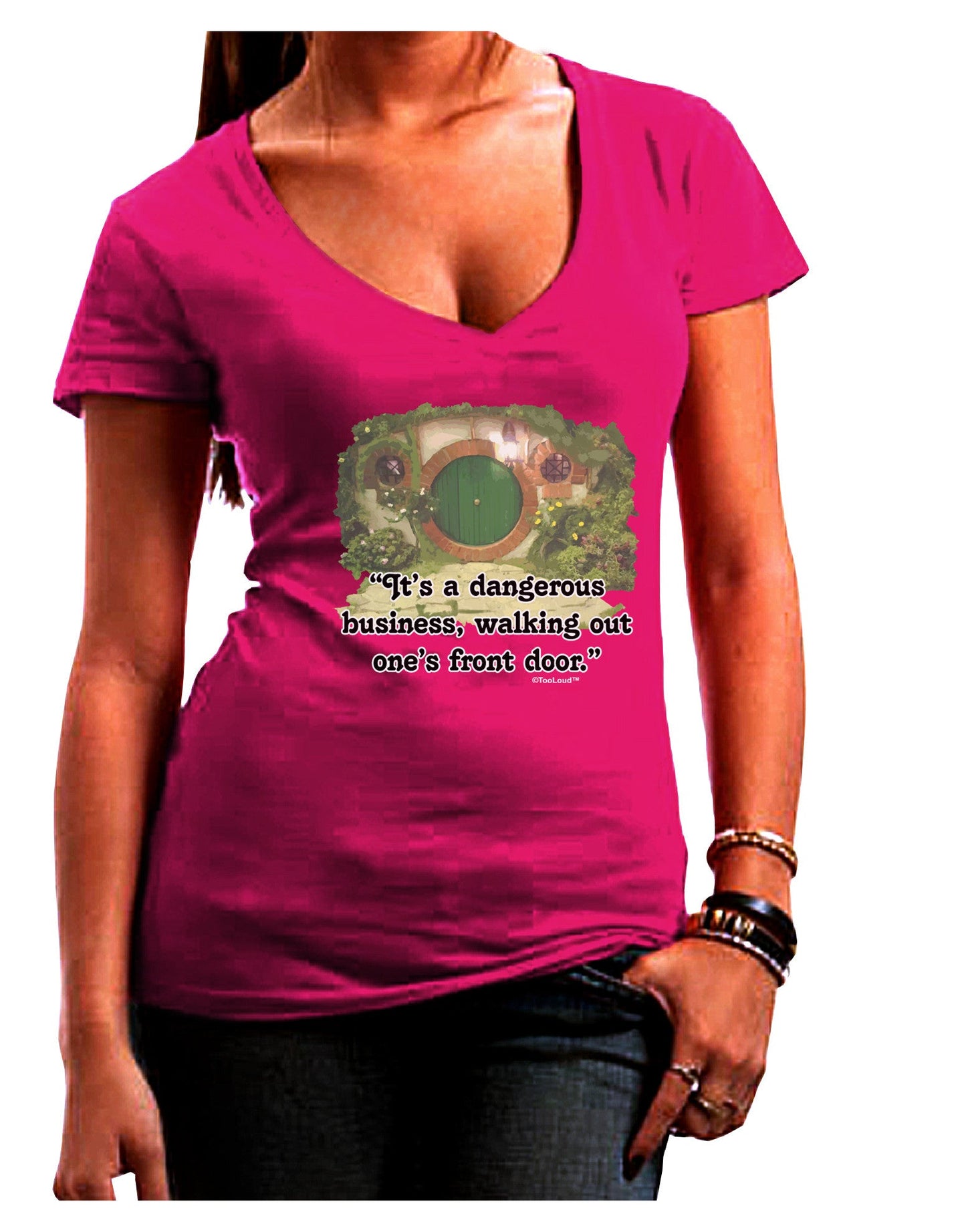 Dangerous Business Womens V-Neck Dark T-Shirt-Womens V-Neck T-Shirts-TooLoud-Hot-Pink-Juniors Fitted Small-Davson Sales