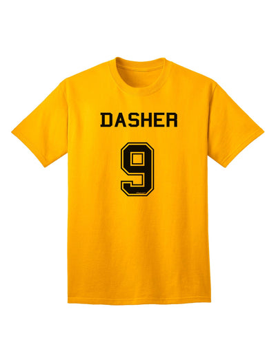 Dasher 9 Adult T-Shirt - Premium Reindeer Jersey-Mens T-shirts-TooLoud-Gold-Small-Davson Sales