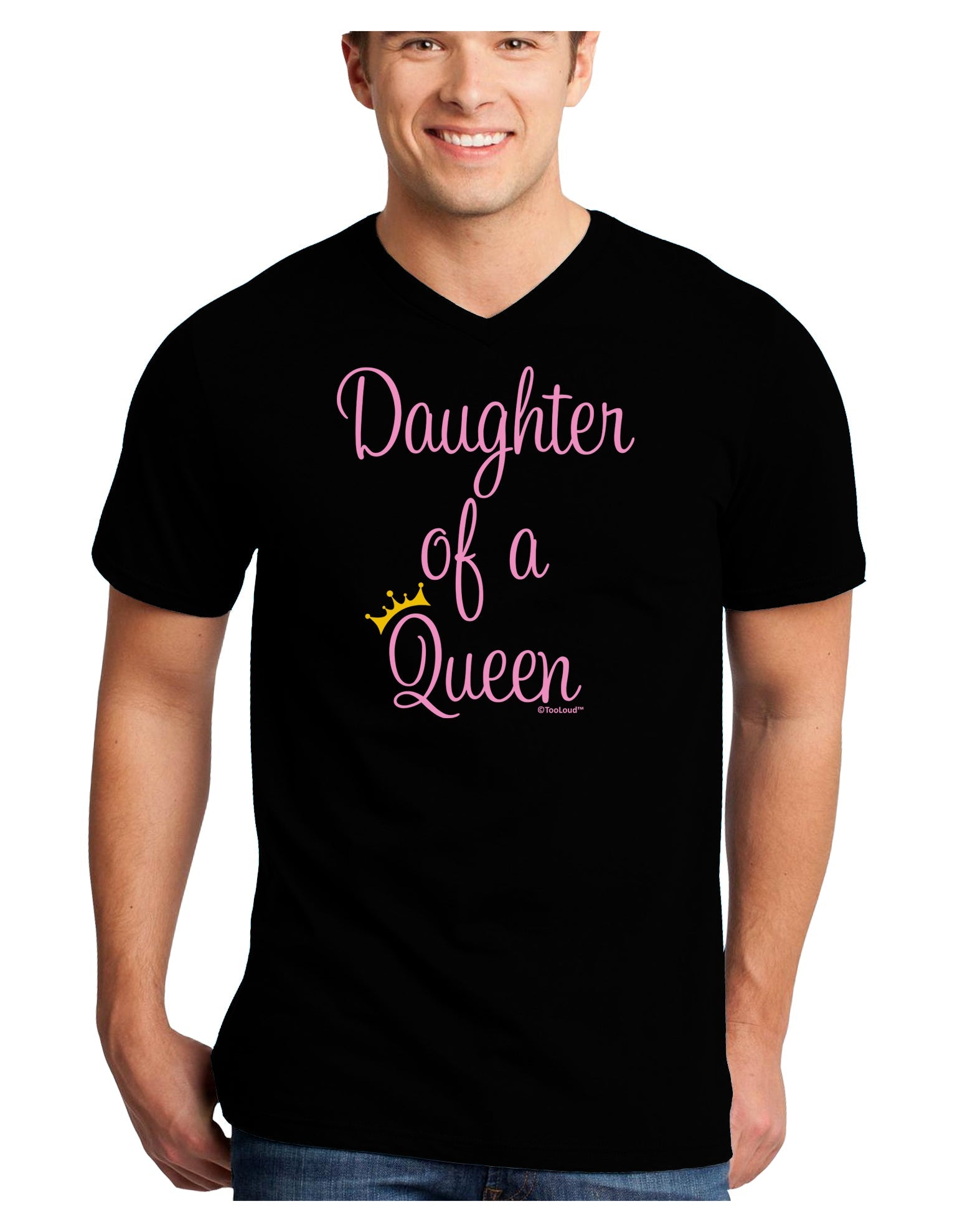 Daughter of a Queen - Matching Mom and Daughter Design Adult Dark V-Neck T-Shirt by TooLoud-Mens V-Neck T-Shirt-TooLoud-Black-Small-Davson Sales