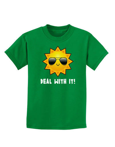 Deal With It Cute Sun Childrens Dark T-Shirt-Childrens T-Shirt-TooLoud-Kelly-Green-X-Small-Davson Sales